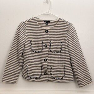 Tommy Hilfiger Striped Tweed Cropped Jacket – Size 4, Classic Nautical Chic